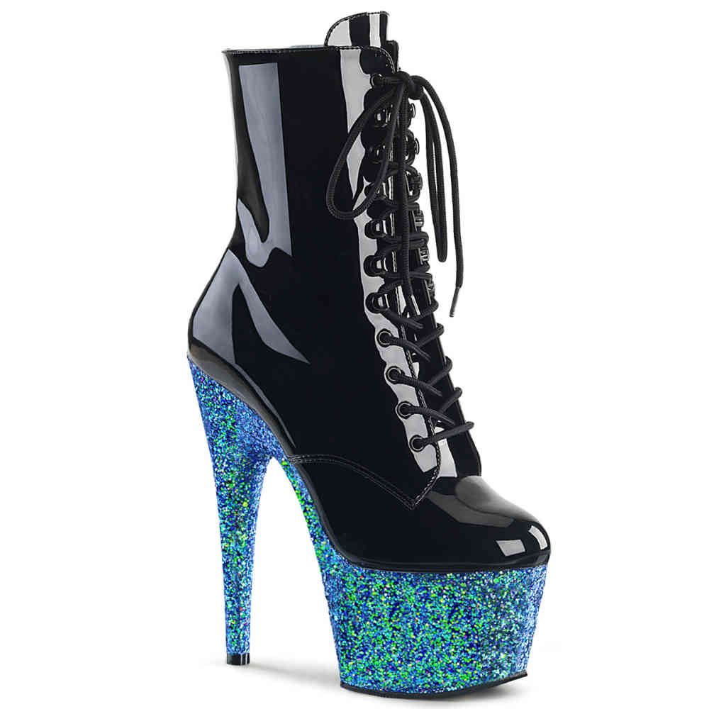 Pleaser - ADORE1020 Plattformstiefel, Poledance Schuhe - Pole dance schuhe - Schwarz/Blau Product image